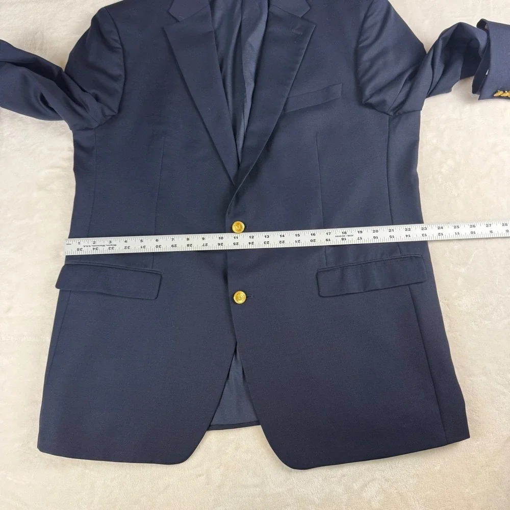 Lauren‎ Ralph Lauren Blazer Mens Navy Blue Gold Crest Button Preppy Old Money